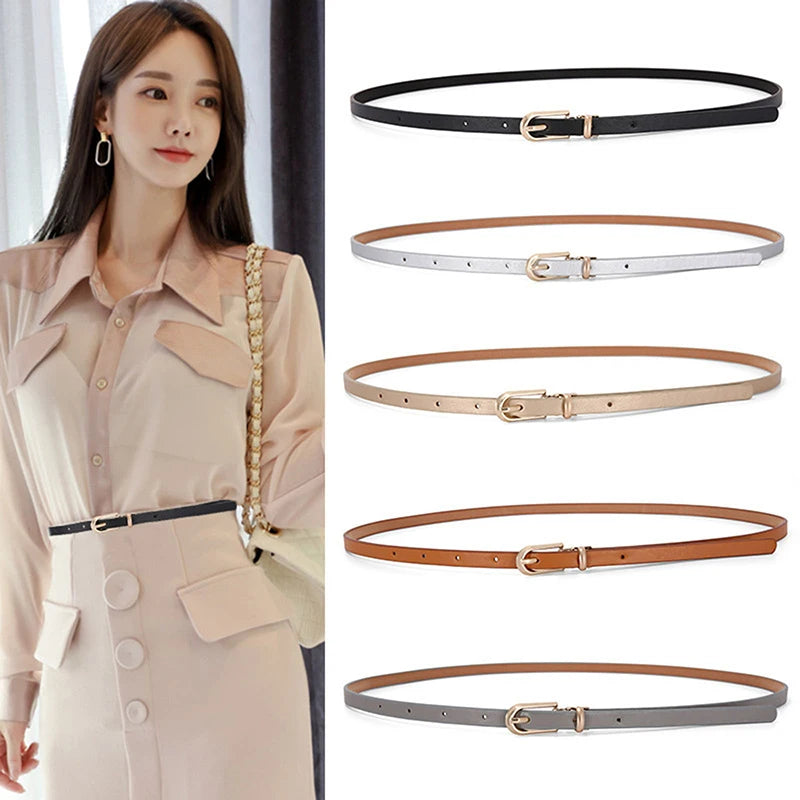 Women's Thin PU Belt – Adjustable Pin Buckle Waist Strap Women's Waist Belt Axl
