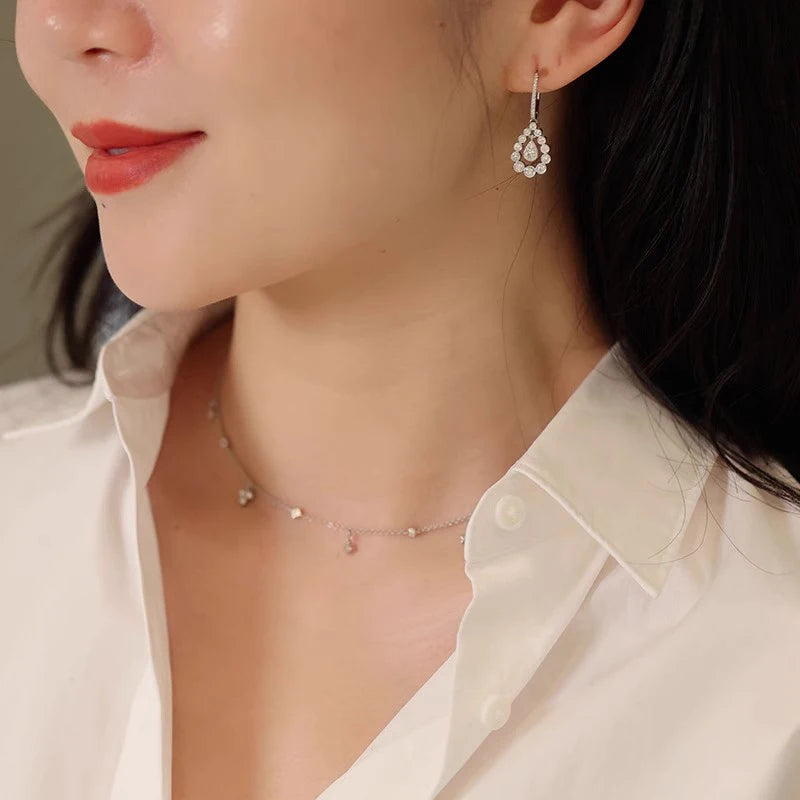 Huitan Waterdrop Drop Earrings – Sparkling Cubic Zirconia Drop Earrings Axl