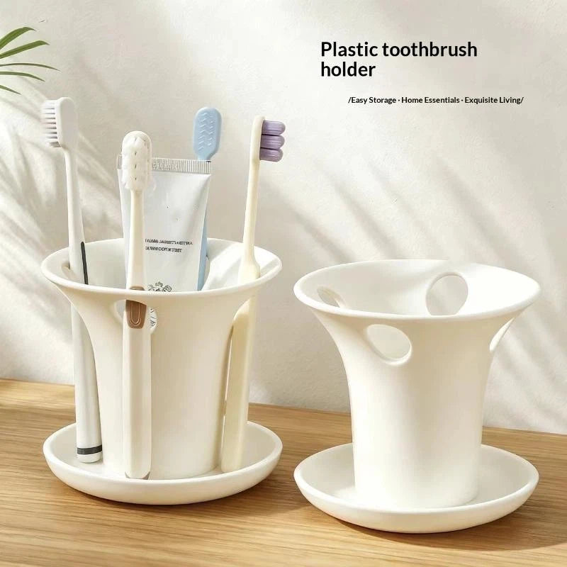 White Multi-Slot Toothbrush Holder – Bathroom Countertop Caddy Toothbrush Holder Axl Default Title