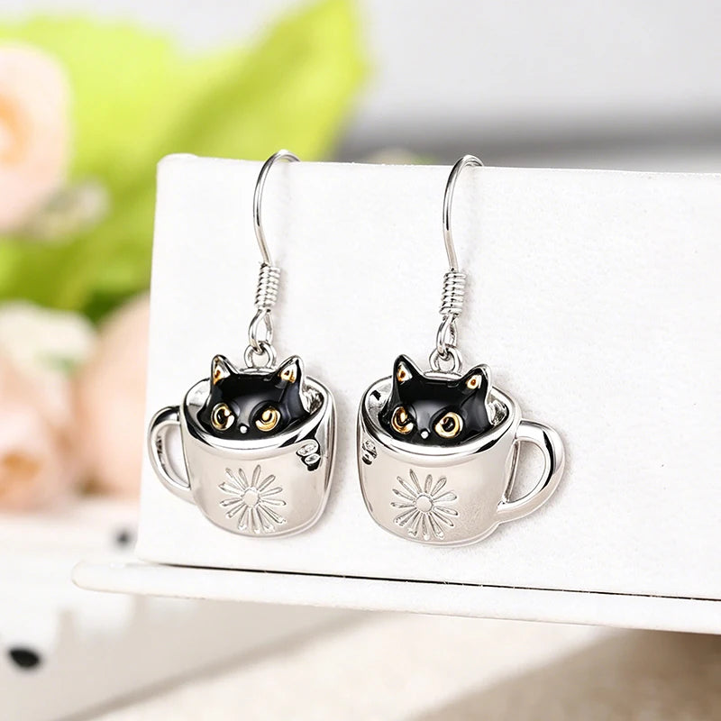 Huitan Black Cat Drop Earrings – Trendy Women's Fashion Jewelry Drop Earrings Axl E4717