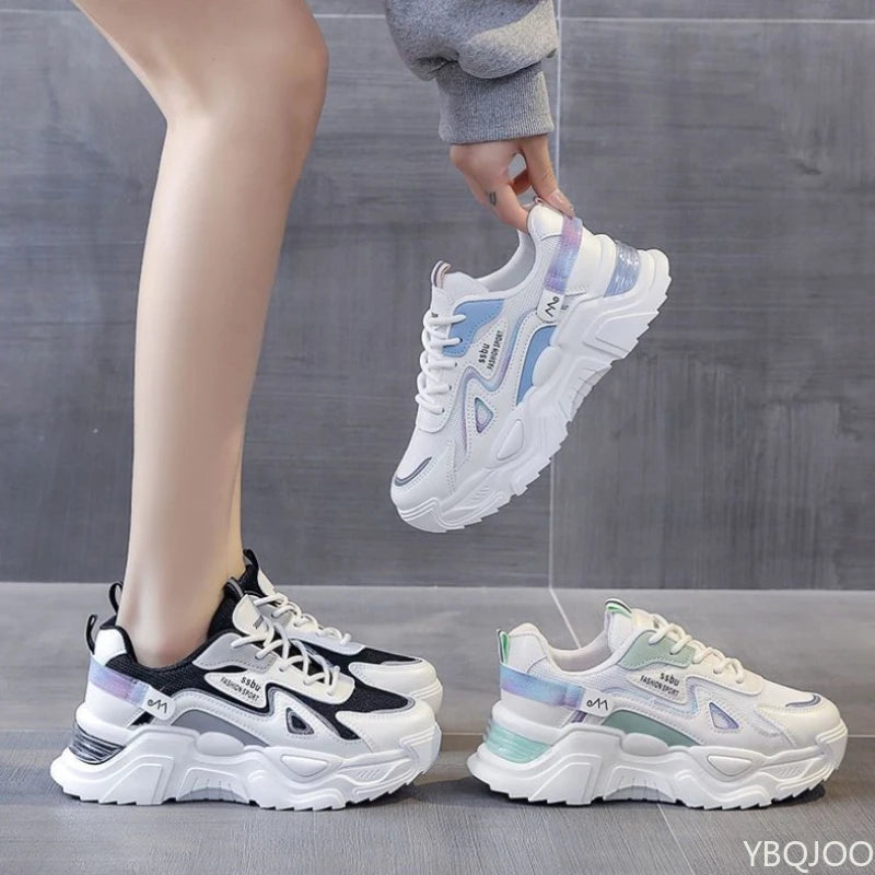 Women's Breathable Mesh Dad Sneakers – Lightweight Flat Lace-Up Women's Casual Sneakers Axl