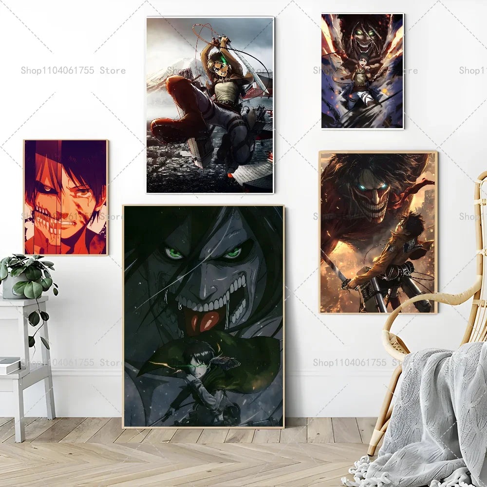 Attack on Titan Eren Yeager Anime Poster Wall Art Sticker Anime Wall Poster Axl
