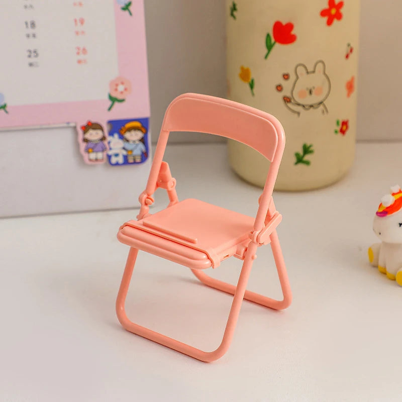 Mini Chair Phone Stand – Cute Portable Folding Desktop Holder Phone Stand Axl Pink