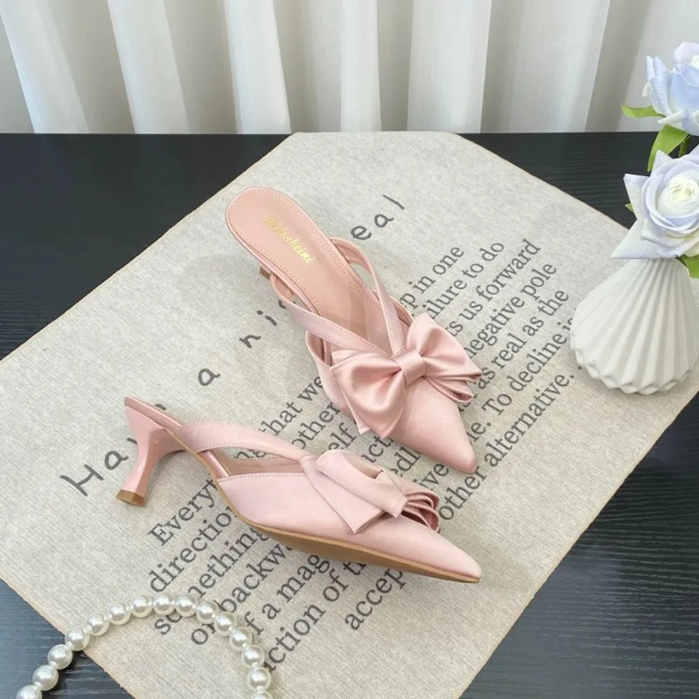 VKJF Fairy Bow High Heel Slippers for Women | Summer Style High Heel Slippers Axl