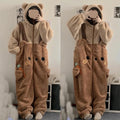 Flannel Animal Onesie Pajamas – Unisex Hooded Bear Sleepwear Animal Onesie Pajamas Axl Thickened Bear XL