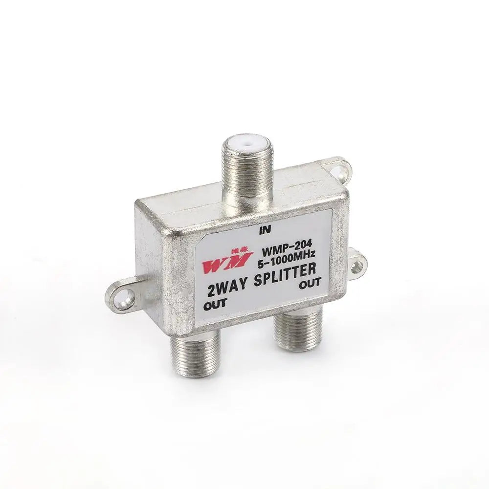 2-Way Coaxial Cable Splitter – TV Antenna & CATV 5-1000MHz Coaxial Cable Splitter Axl silver