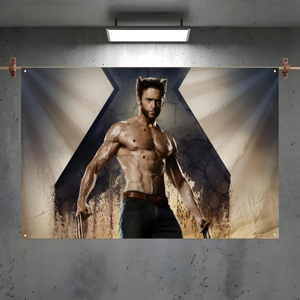Hugh Jackman Fan Flag – Indoor & Outdoor Wall Art Banner Decorative Fan Flag Axl White3 120x180cm