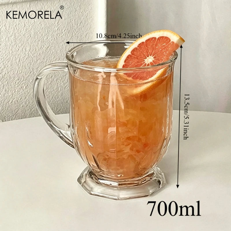 KEMORELA Retro Glass Mug with Handle – 480/700ml Large Cup Glass Mug Axl 700ml 480-780ML