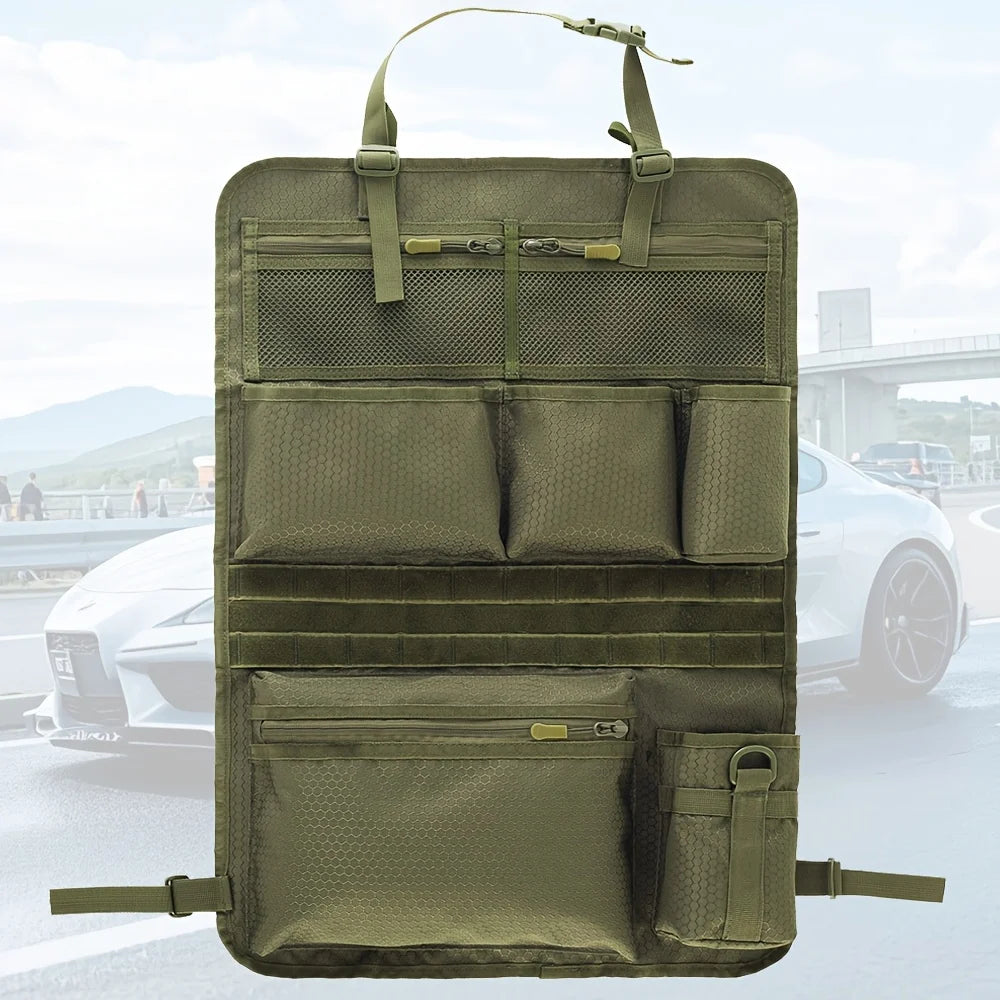 Multi-Pocket Backseat Organizer for SUVs & Trucks – Oxford Cloth Car Seat Organizer Axl Army Green