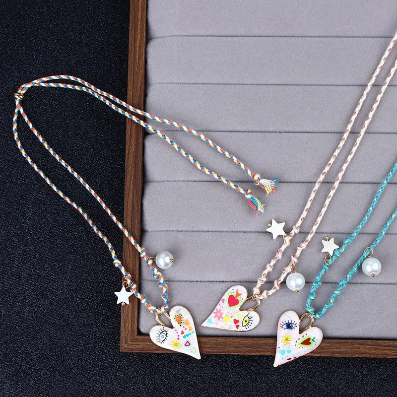 Handmade Knotted Rope Heart Pendant Necklace for Women Pendant Necklace Axl