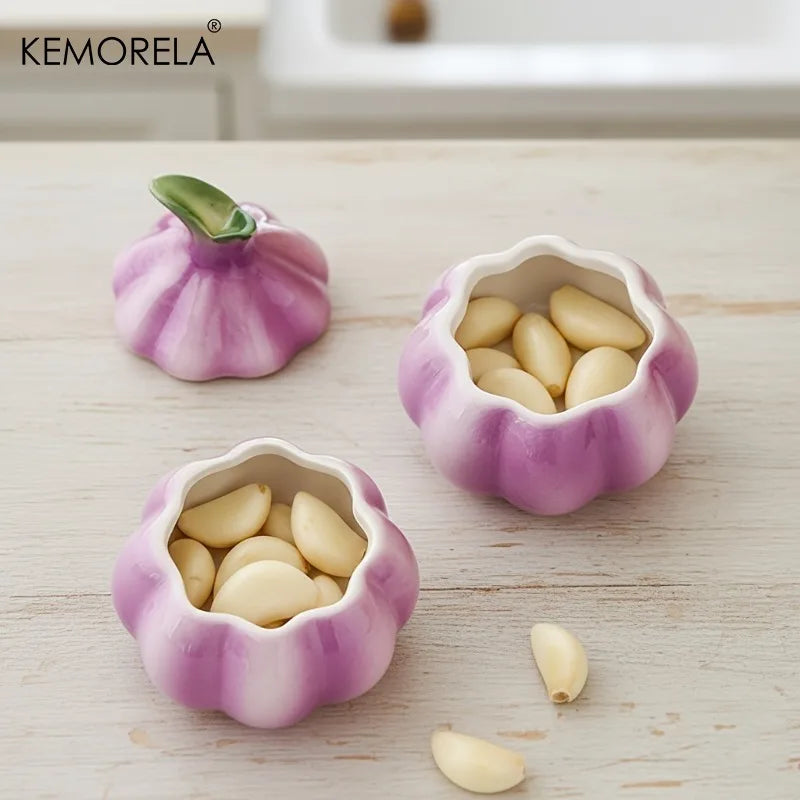 Purple Ceramic Garlic Storage Jar – Airtight Kitchen Container Ceramic Storage Jar Axl