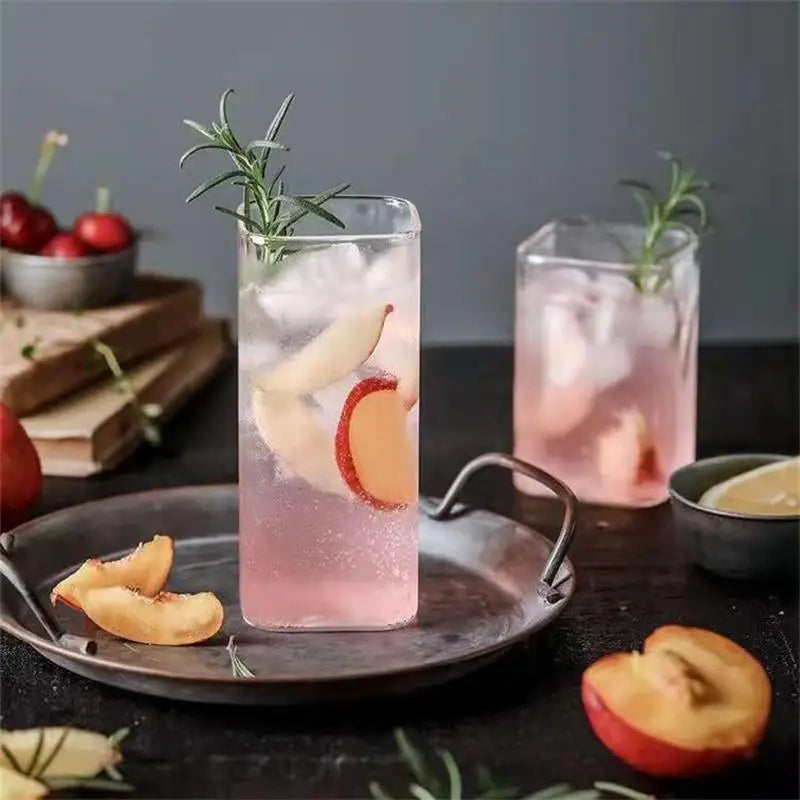 KEMORELA Square Borosilicate Glass – Large Capacity Drink Cup Borosilicate Drinking Glass Axl