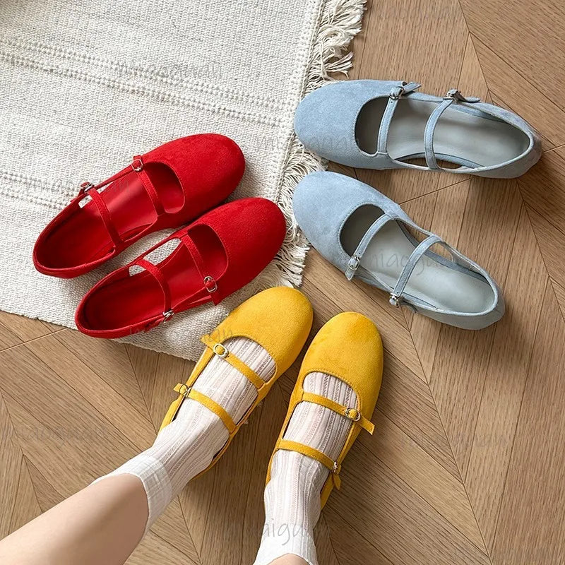 Women's Double Strap Mary Jane Ballet Flats | Retro Sandals Ballet Flat Sandals Axl