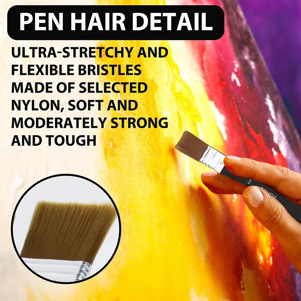 Flat Paint Brushes Set – Acrylic, Oil & Watercolor | Wooden Handle Paint Brush Set Axl