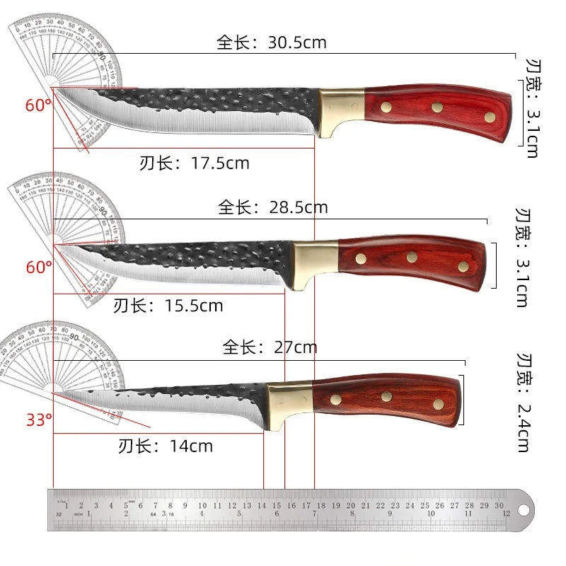 3-Piece Forged Stainless Steel Kitchen Knife Set | Chef & Boning Kitchen Knife Set Axl