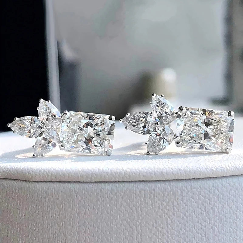 Huitan CZ Stud Earrings – Geometric Cubic Zirconia Fashion Jewelry CZ Stud Earrings Axl