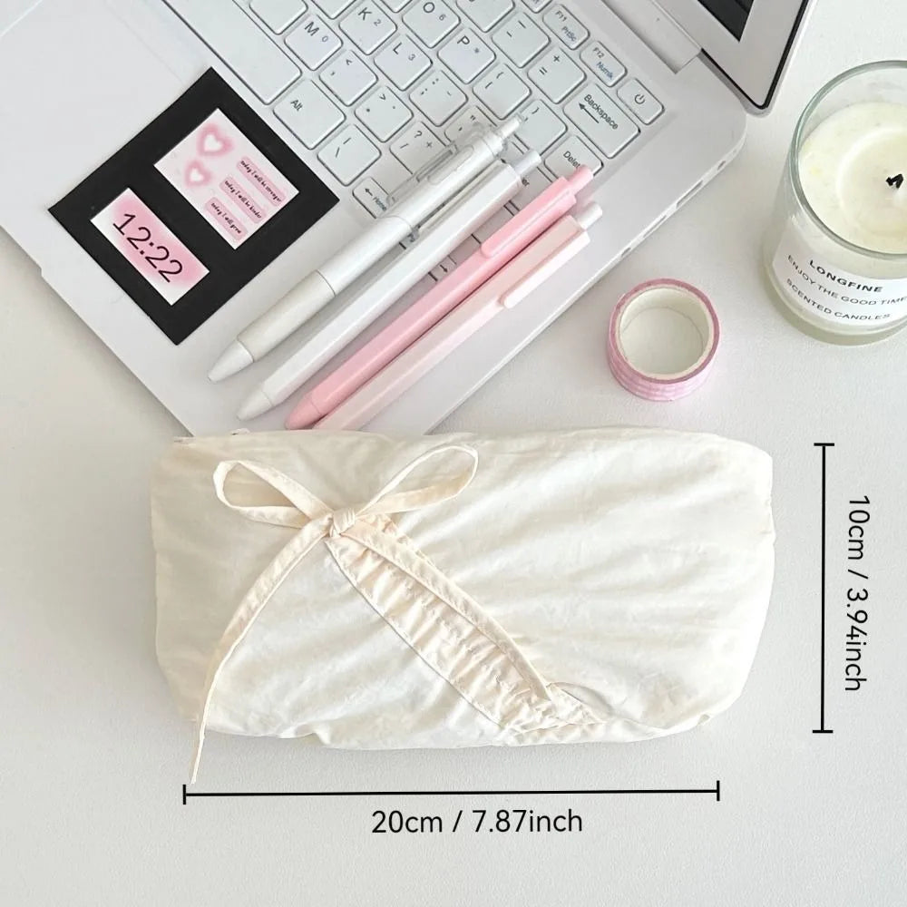 Large Capacity Bowknot Pencil Case – Cute Bow Zipper Pouch Pencil Case Axl