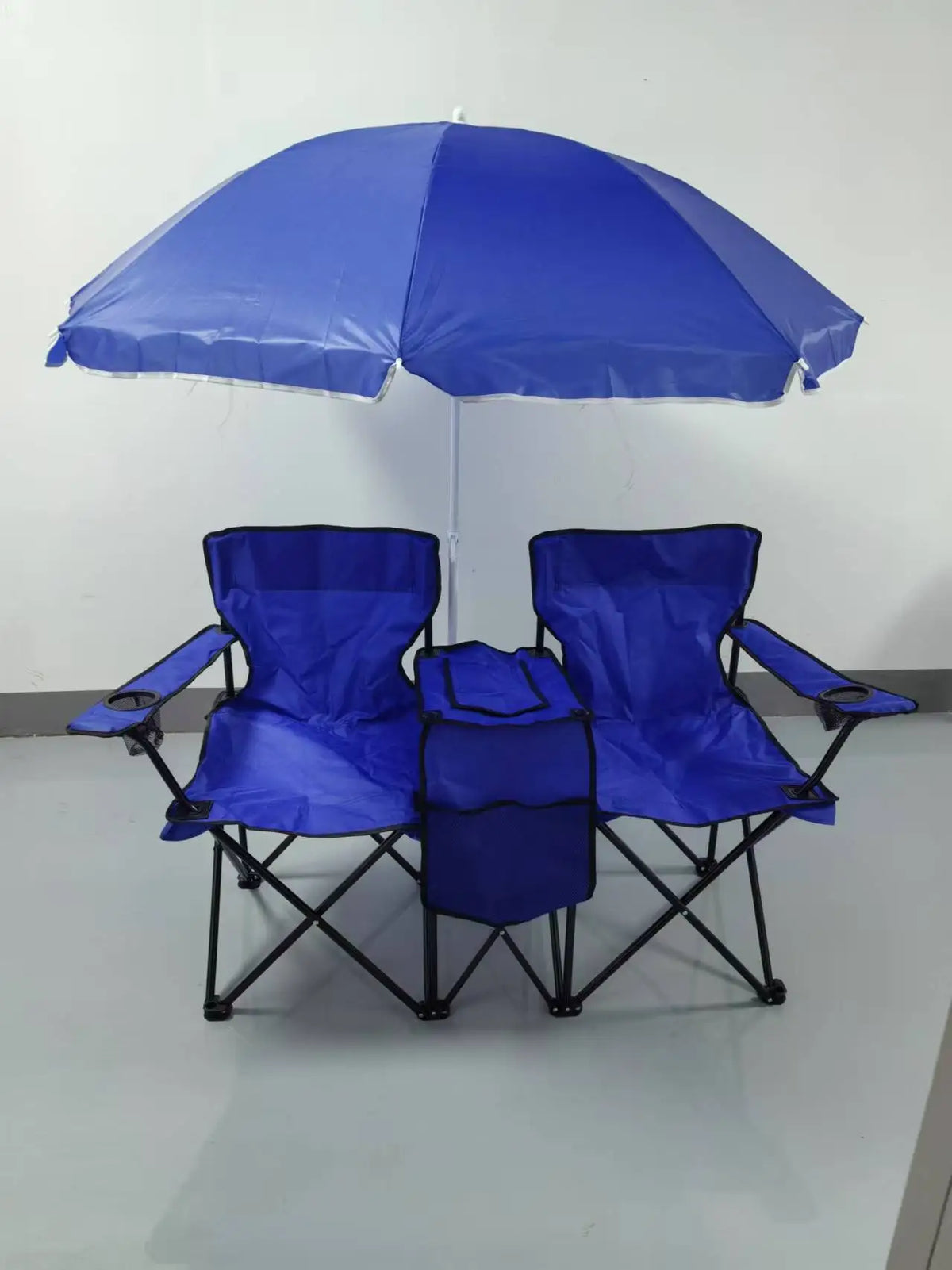 Folding Double Beach Chair with Umbrella – Portable Lounge Outdoor Lounge Chair Axl Blue