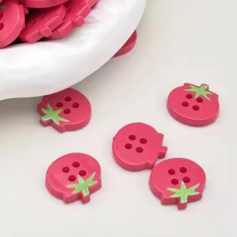 10-Piece Tomato 4-Hole Resin Buttons for DIY Sewing & Crafts Craft Sewing Buttons Axl