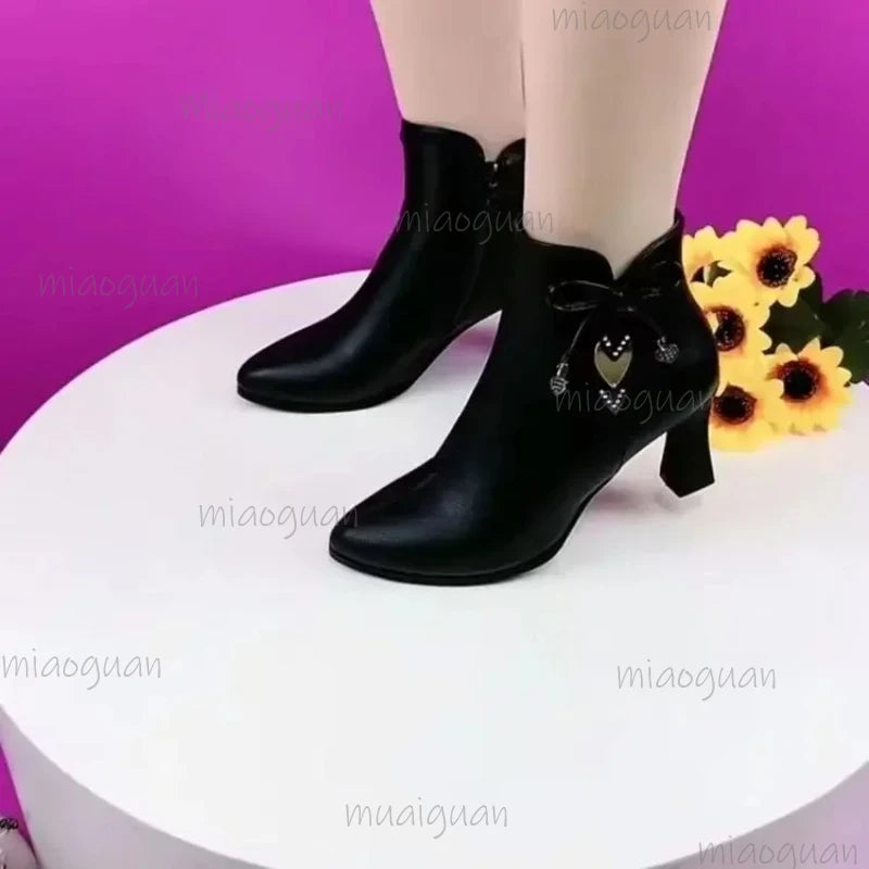 Women's Pointed Toe Ankle Boots – Side Zipper & Thin Heel Women's Ankle Boots Axl black 37