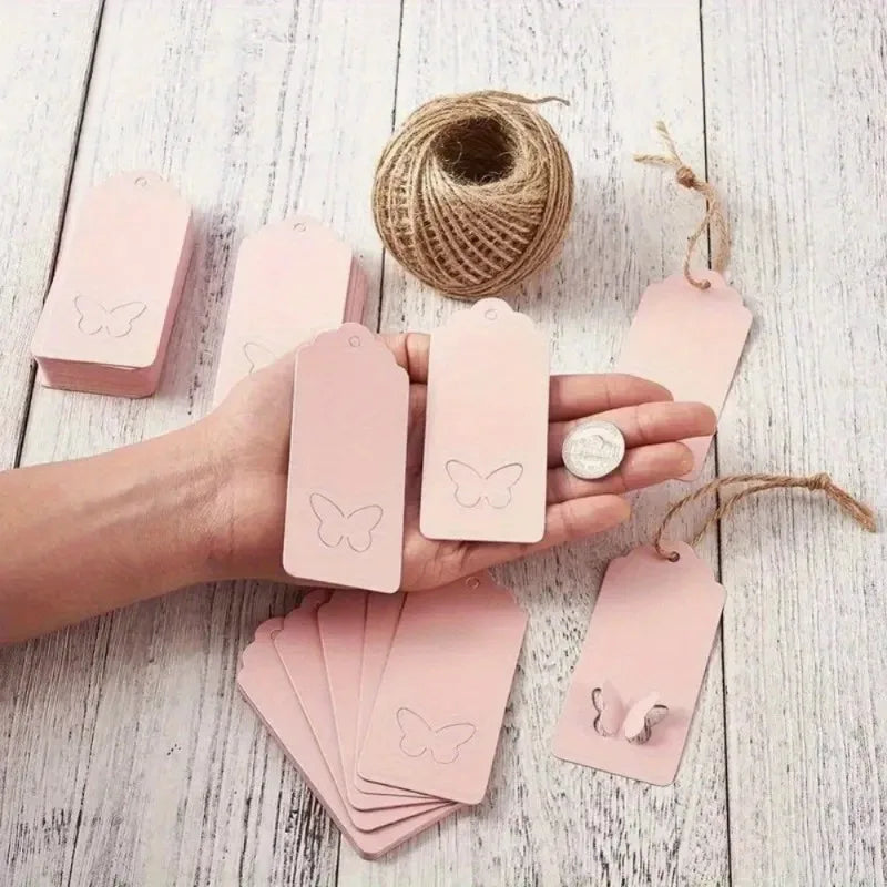 100 Pcs Butterfly Hollow Hang Tags – Wavy Edge Gift Wrap Tags Paper Gift Tags Axl