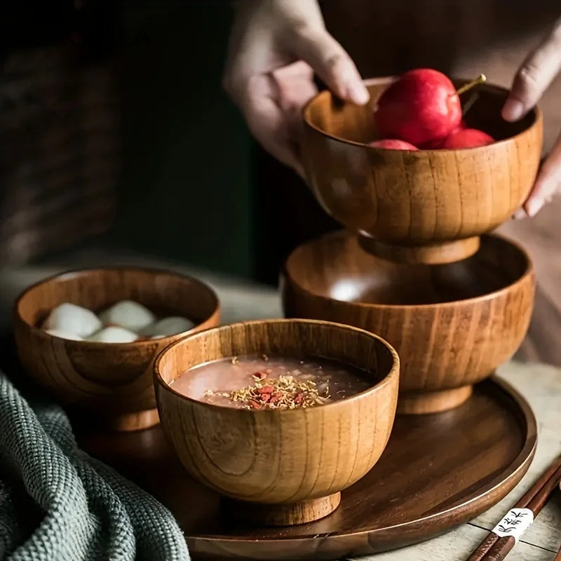 KEMORELA Natural Wooden Bowl – Salad, Rice & Fruit Serving Wooden Serving Bowl Axl