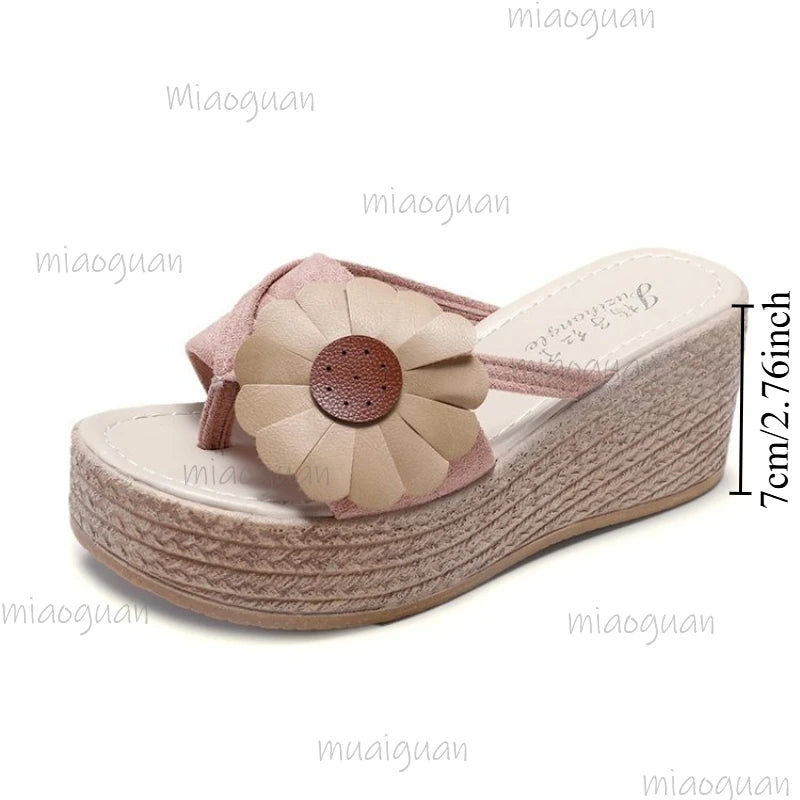 Women's Wedge Platform Sandals – Floral Summer Beach Slippers Wedge Platform Sandals Axl