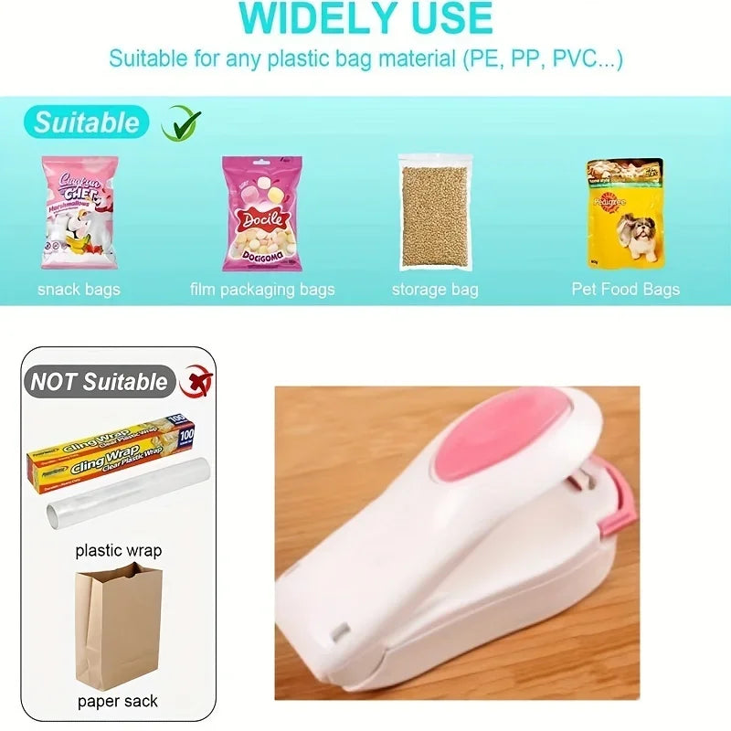 Mini Portable Heat Sealing Machine – Food & Snack Bag Sealer Bag Heat Sealer Axl