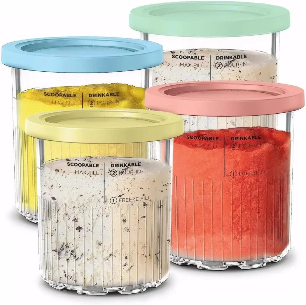 Replacement Pint Containers with Lids for Ninja Creami NC500 NC501 Ice Cream Containers Axl 4 Colors As whown