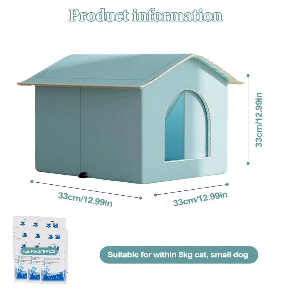 Cooling Cat House – Enclosed All-Season Pet Nest | S & M Sizes Cat Cooling House Axl Blue S