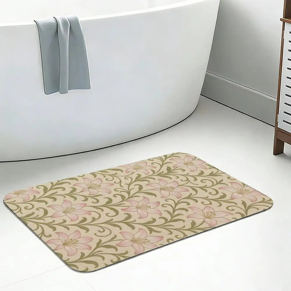 Persian Floral Diatomite Bath Mat – Quick Dry & Anti-Slip Diatomite Bath Mat Axl