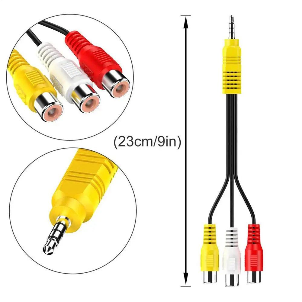 AV Cable Adapter – Audio Video Cord for TV, Set-Top Box & Player AV Cable Adapter Axl Yellow