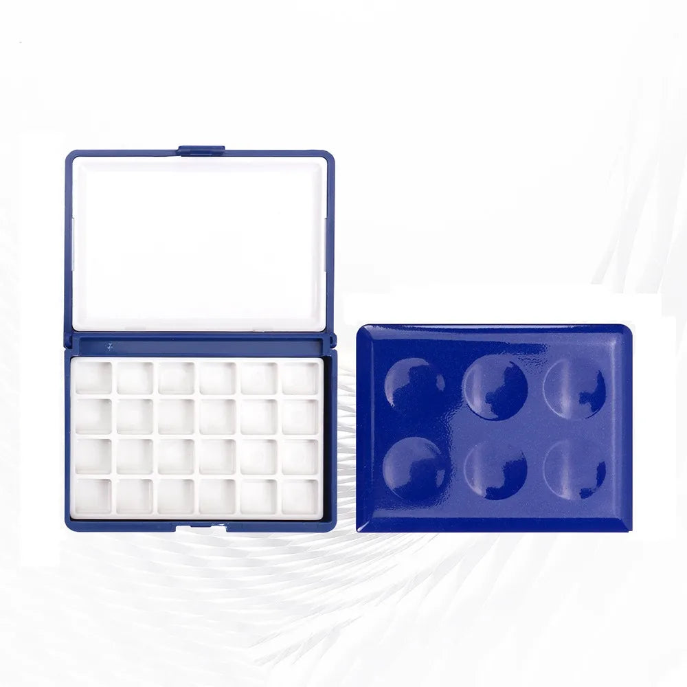Mini Watercolor Palette Box 12/24 Grid – Travel Paint Case Watercolor Palette Box Axl Concave-B-24 Grid