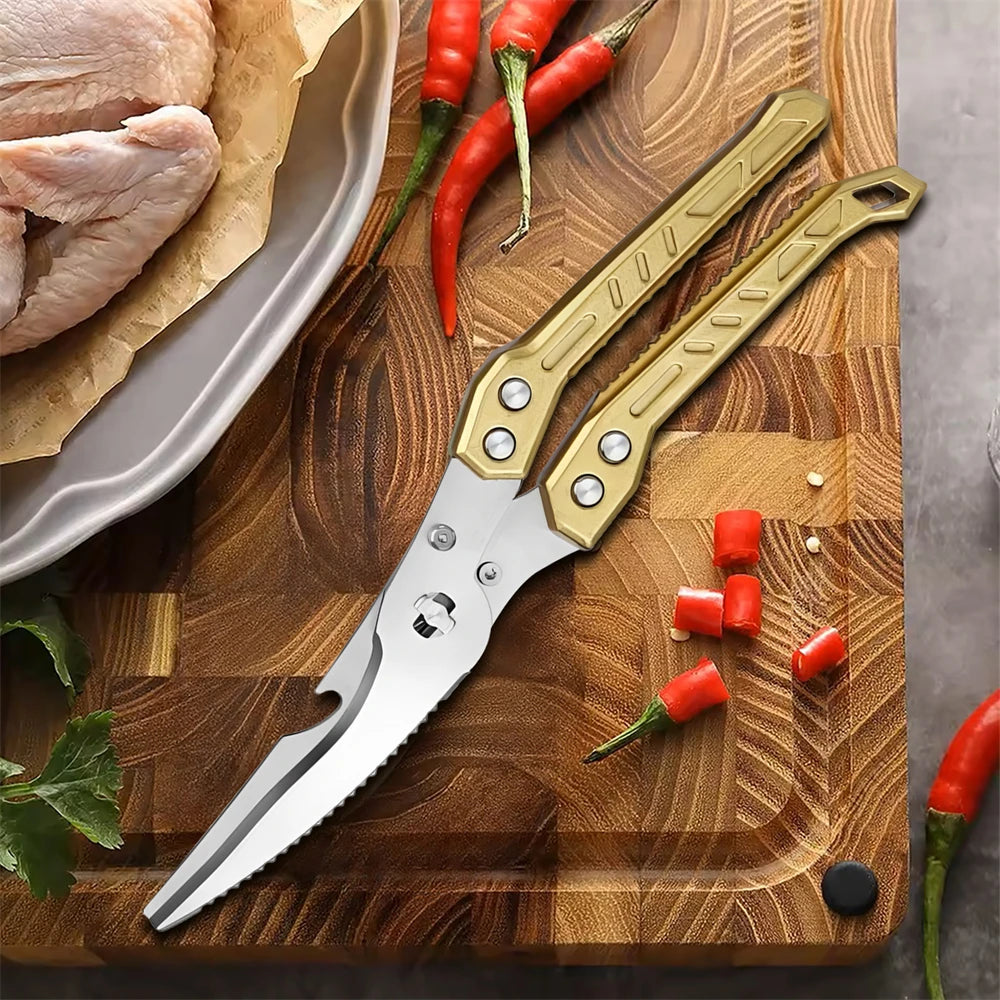 Multi-Functional Kitchen Scissors | Non-Slip Food & Bone Shears Kitchen Scissors Axl Scissors-Golden