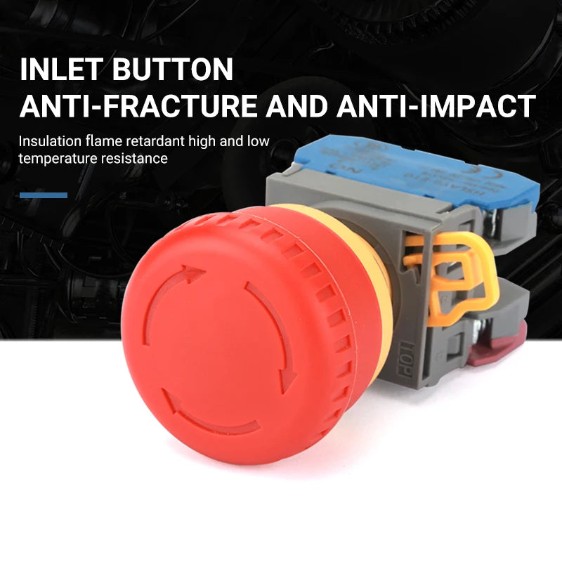 22mm Latching Emergency Stop Push Button Switch 1NO1NC Mushroom Push Button Switch Axl