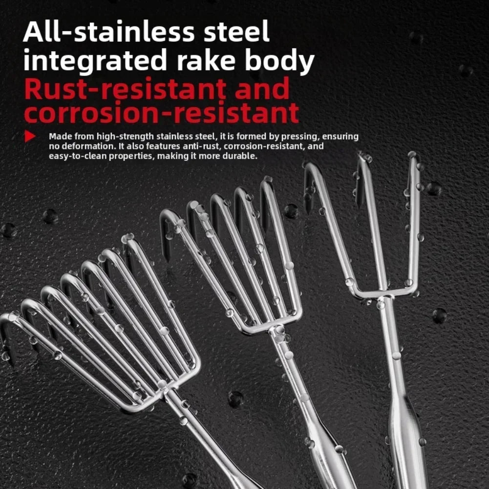 Stainless Steel Garden Rake – Ergonomic Cultivator & Weeder Garden Cultivator Rake Axl