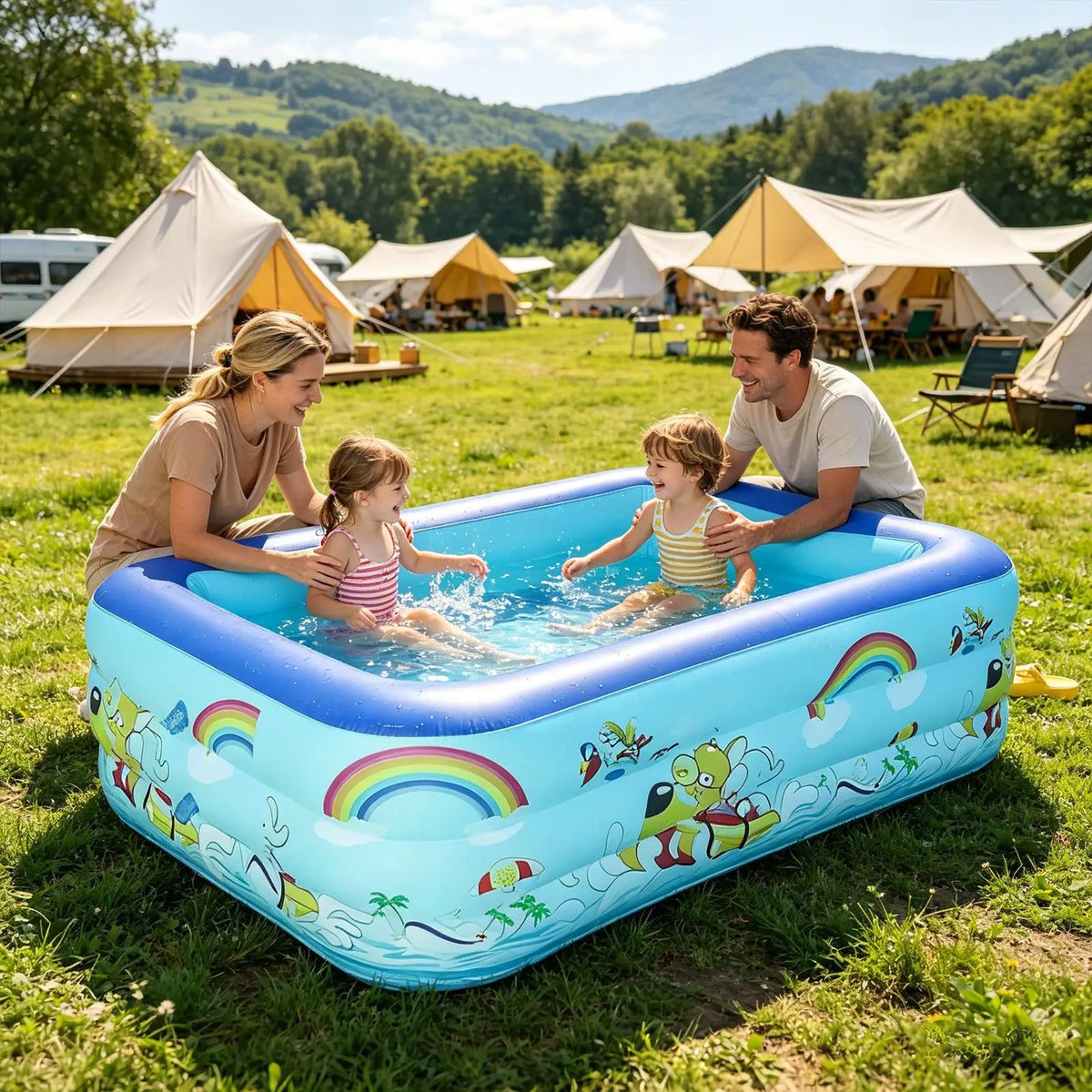 Rectangle Inflatable Kids Pool – Backyard PVC Swim Pool Inflatable Swimming Pool Axl