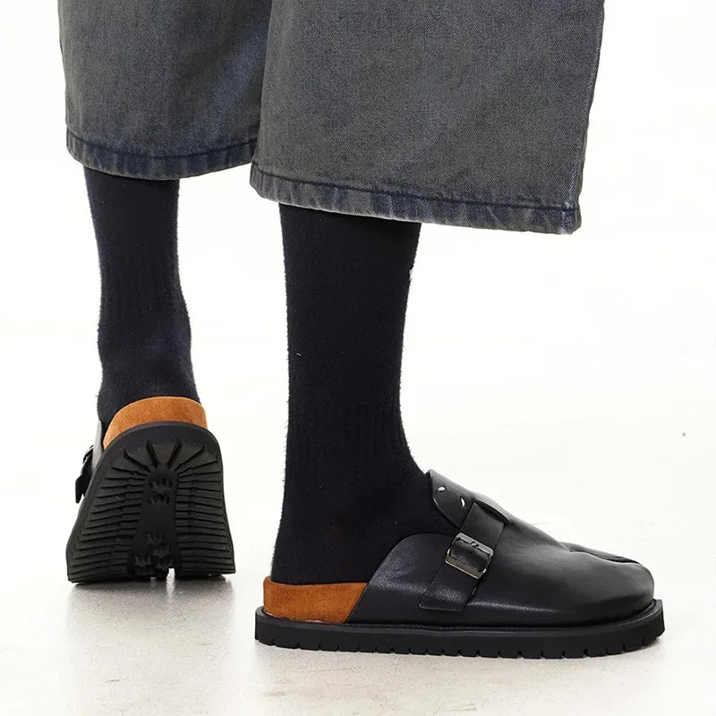 Luxury Leather Split-Toe Platform Slippers | Men & Women Leather Platform Slippers Axl