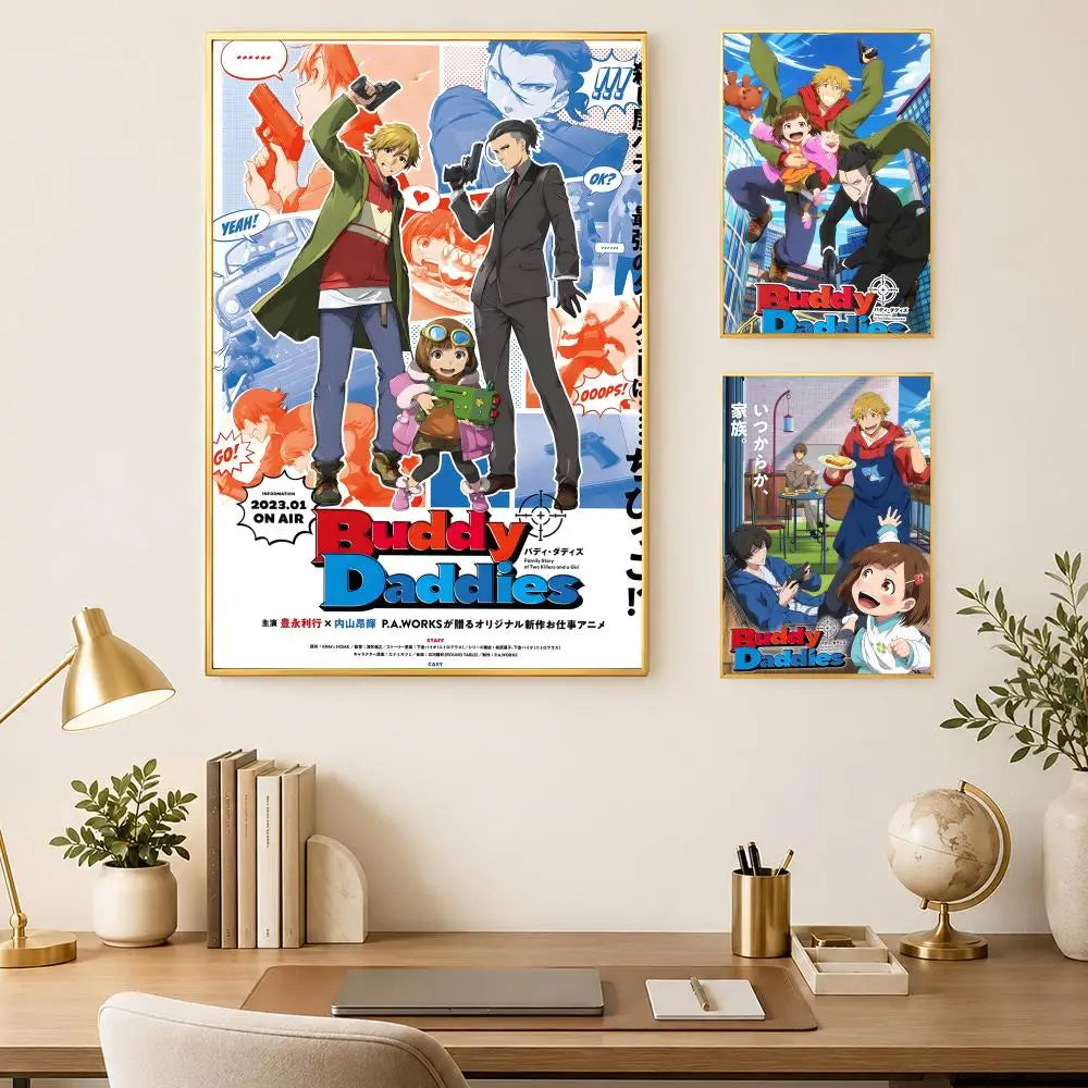 Buddy Daddies Anime Poster – Self-Stick HD Waterproof Wall Art Anime Wall Poster Axl