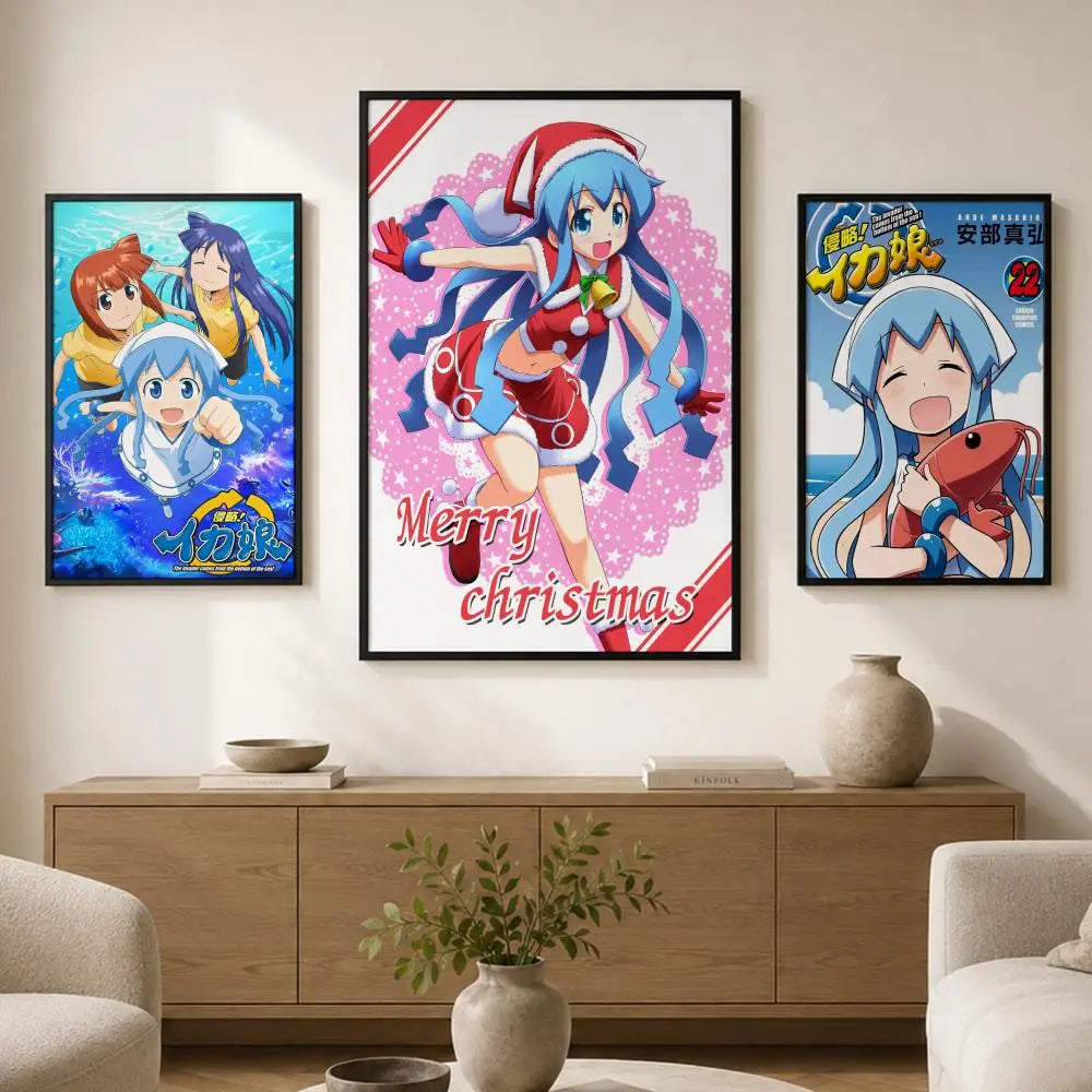 Anime Squid Girl Waterproof PVC Peel-and-Stick Wall Poster Anime Wall Poster Axl