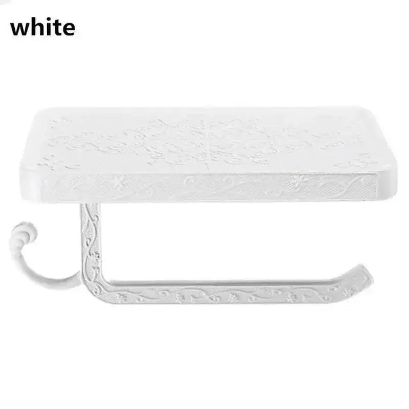 Carved Brass Toilet Paper Holder with Shelf & Phone Rest Toilet Paper Holder Axl
