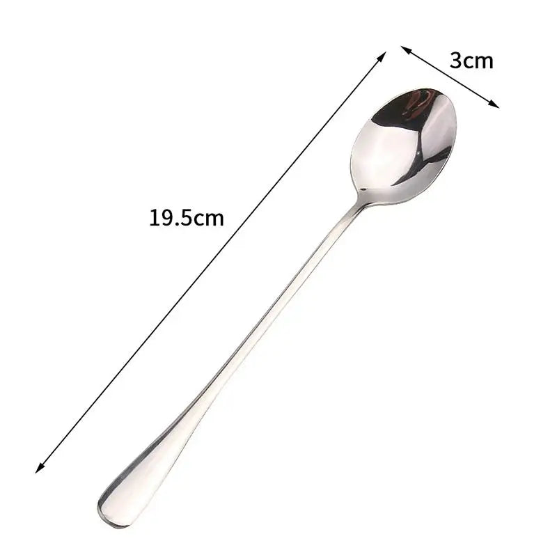 Long Handle Stainless Steel Spoon – Coffee, Dessert & Dining Kitchen Spoon Axl B1