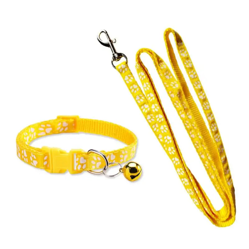 Dog Paw Print Leash & Adjustable Collar Set | Puppy Walking Lead Dog Leash & Collar Set Axl A5