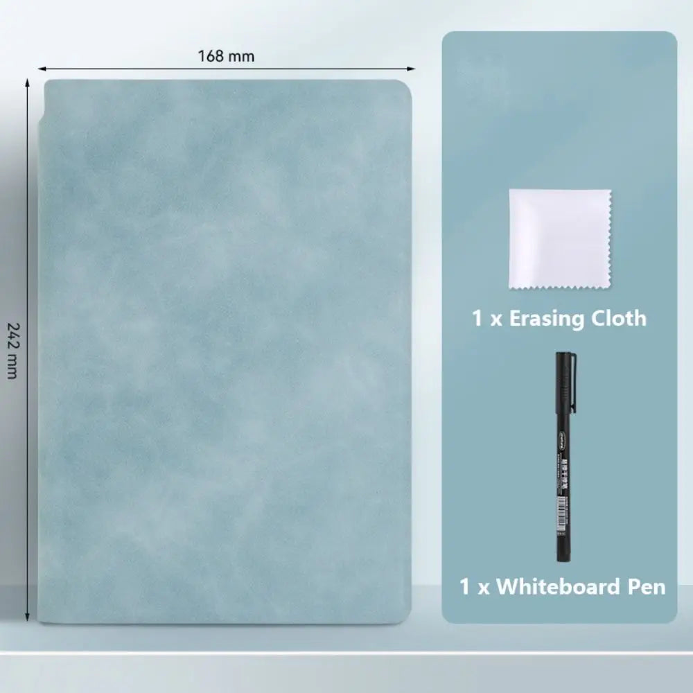 A5 Leather Reusable Whiteboard Notebook with Pen & Eraser Reusable Whiteboard Notebook Axl 02