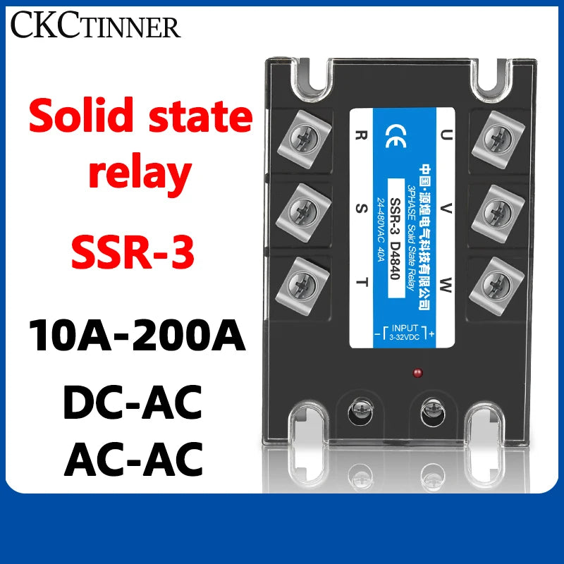 Three-Phase Solid State Relay SSR 10A–200A | DC AC Control Solid State Relay Axl 100A DC-AC