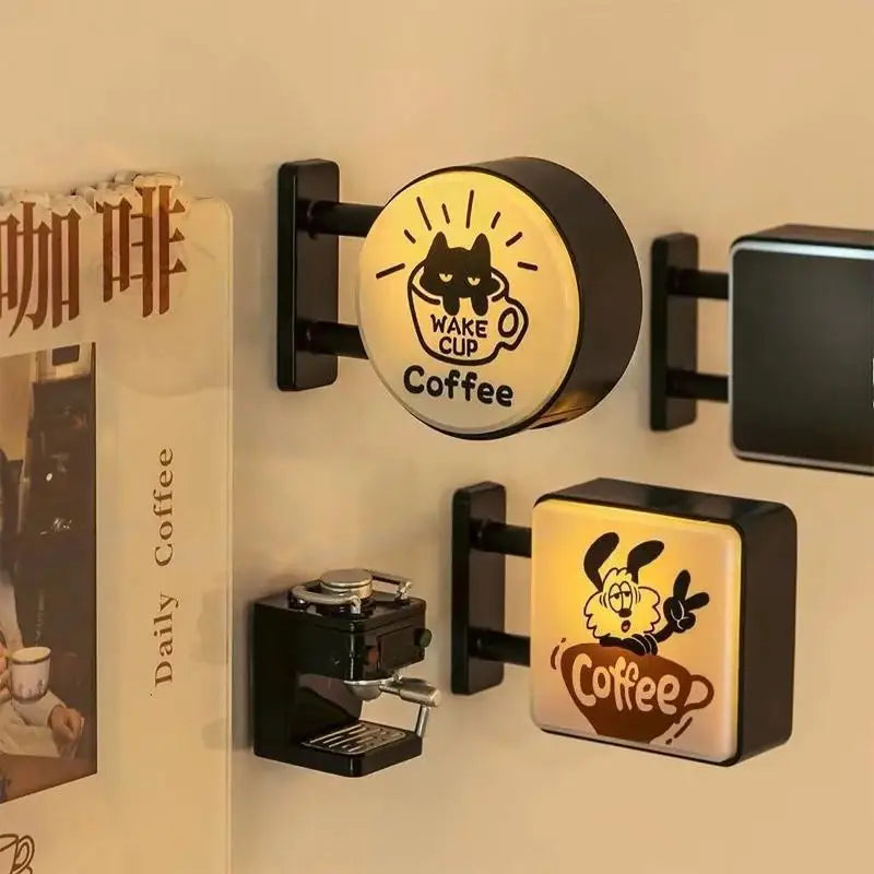 LED Mini Lightbox Fridge Magnet – Cute Cat & Coffee Decor LED Fridge Magnet Axl