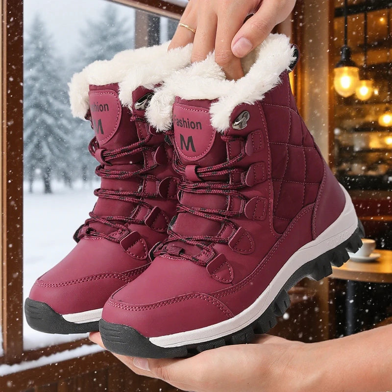Women's Waterproof Winter Snow Boots – Faux Fur Lined Women's Winter Boots Axl wine red 39