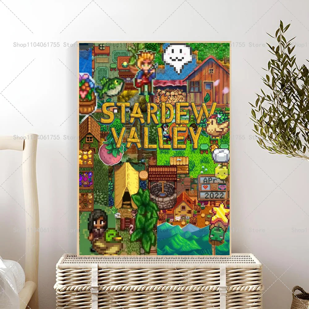 Stardew Valley Game Poster – Self-Adhesive Waterproof Wall Art Wall Art Poster Axl z3 40x60cm No Frame