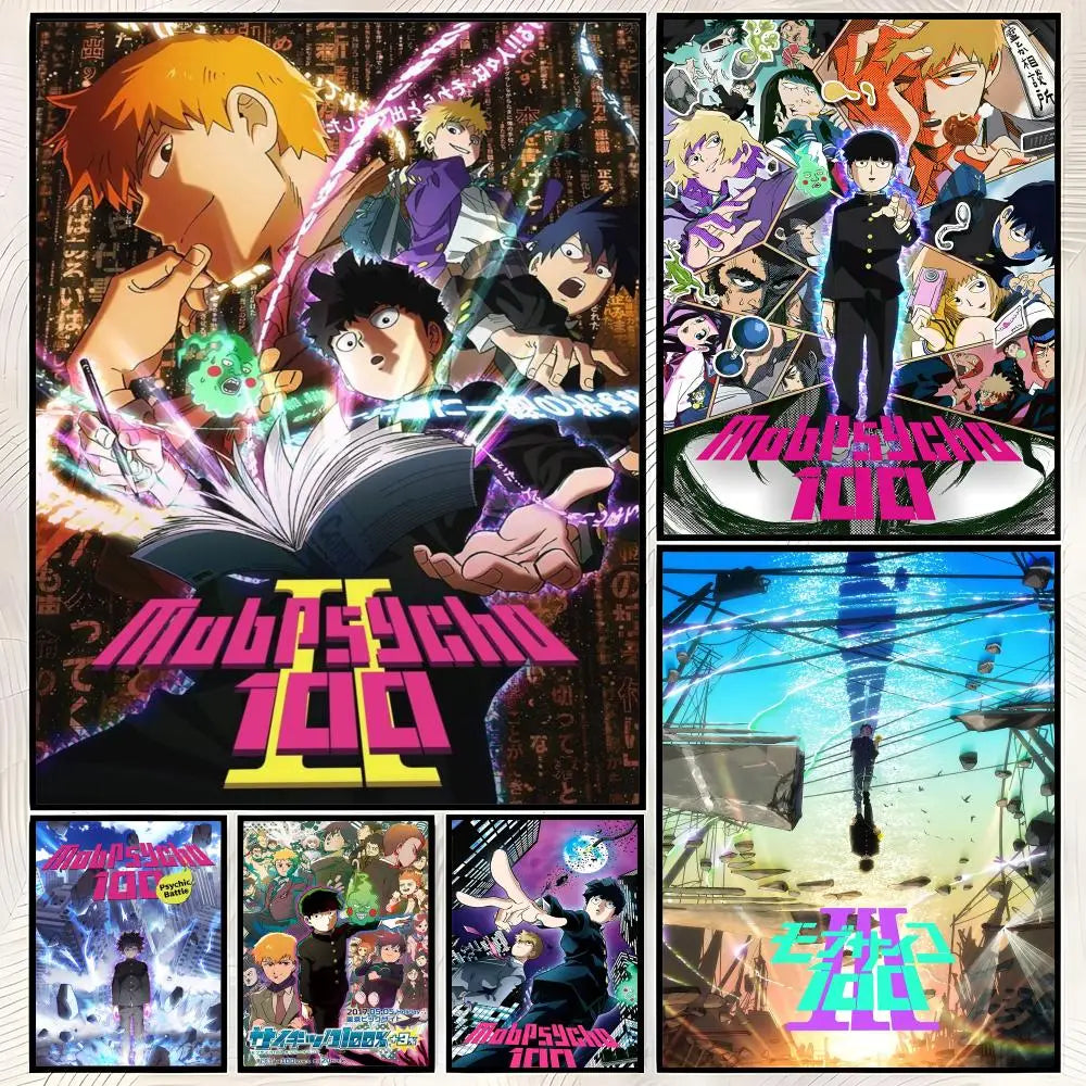 Mob Psycho 100 Anime Self-Stick HD PVC Wall Poster Anime Wall Poster Axl