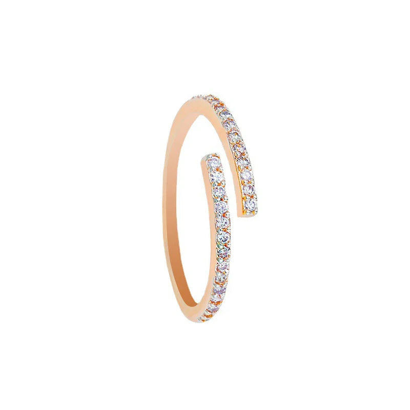 Minimalist Cubic Zirconia Thin Ring – Adjustable Women's Band Fashion Ring Axl